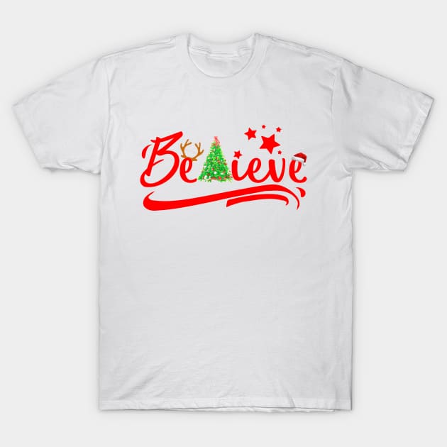 Believe in Christmas Red T-Shirt by dnlribeiro88